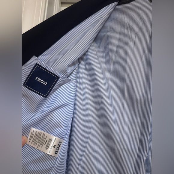 IZOD Boys' Brass Button BlazerJacket/suit pantskBlue Checkered & White Shirts - Picture 9 of 15